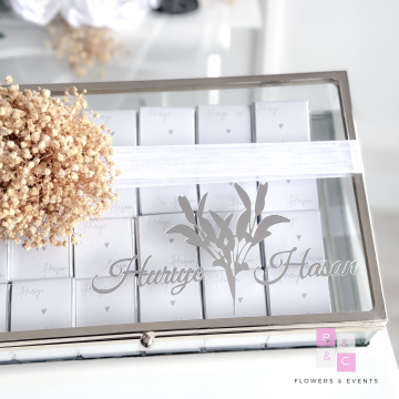 2'li set-Mega Boy Beyaz Güllü İsteme Çiçeği ve Çikolatası