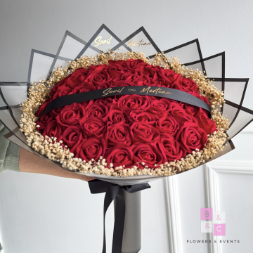 2'li set-Büyük Boy Kırmızı Güllü İsteme Çiçeği ve Çikolatası