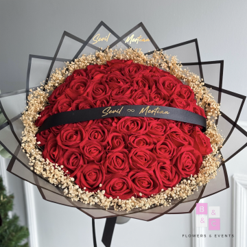 2'li set-Büyük Boy Kırmızı Güllü İsteme Çiçeği ve Çikolatası