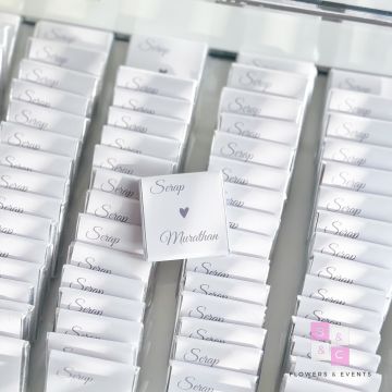 2'li Set-Lacivert Süslemeli Solmayan Şakayıklı İsteme Çiçeği & İsteme Çikolatası