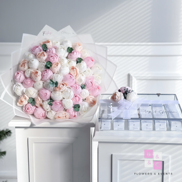 2'li Set-Karışık Solmayan  Şakayıklı İsteme Çiçeği & İsteme Çikolatası