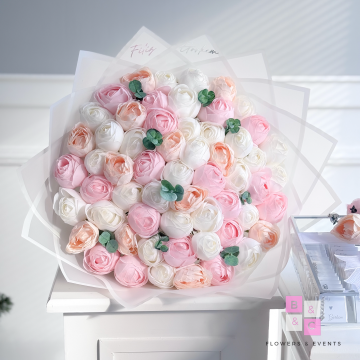 2'li Set-Karışık Solmayan  Şakayıklı İsteme Çiçeği & İsteme Çikolatası