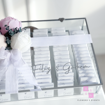 2'li Set-Karışık Solmayan  Şakayıklı İsteme Çiçeği & İsteme Çikolatası