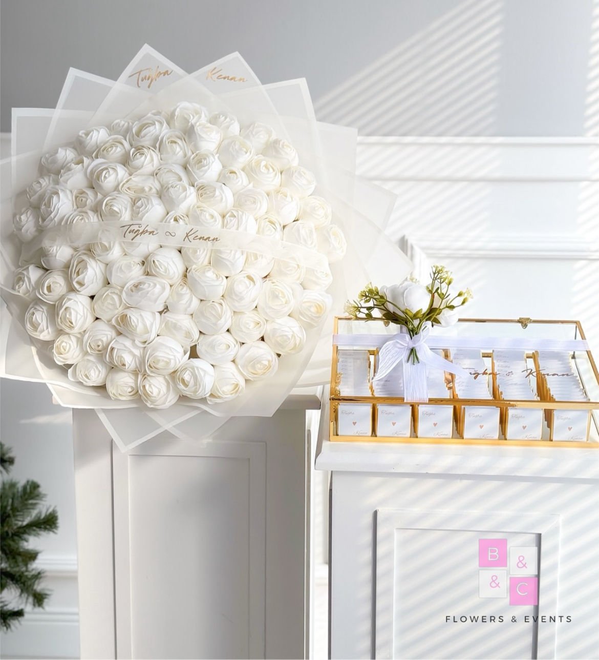 2'li Set-Solmayan Şakayıklı Mega Boy İsteme Çiçeği & İsteme Çikolatası