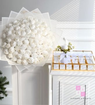 2'li Set-Solmayan Şakayıklı Mega Boy İsteme Çiçeği & İsteme Çikolatası