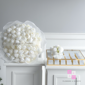 2'li Set-Solmayan Şakayıklı Tüllü İsteme Çiçeği & İsteme Çikolatası