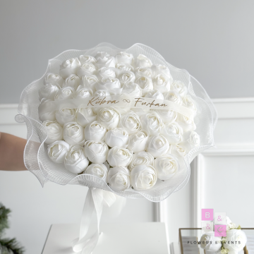 2'li Set-Solmayan Şakayıklı Tüllü İsteme Çiçeği & İsteme Çikolatası