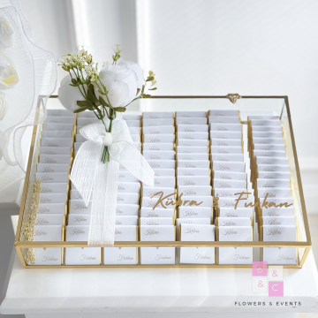 2'li Set-Solmayan Şakayıklı Tüllü İsteme Çiçeği & İsteme Çikolatası