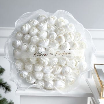 Büyük Boy Tüllü Beyaz Şakayık İsteme Çiçeği