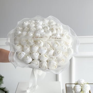 Büyük Boy Tüllü Beyaz Şakayık İsteme Çiçeği