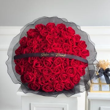 2'li set - Büyük Boy Siyah Tüllü İsteme Çiçeği ve İsteme Çikolatası