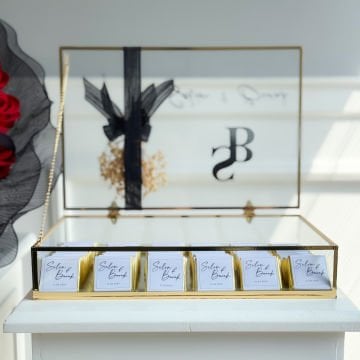 2'li set - Büyük Boy Siyah Tüllü İsteme Çiçeği ve İsteme Çikolatası