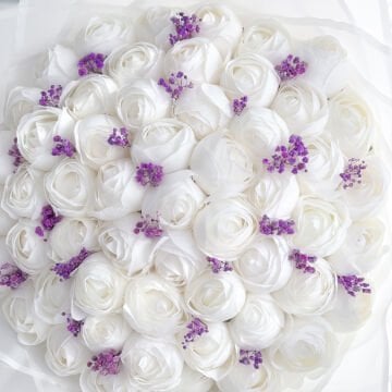 2'li-Set Lila Süslemeli Şakayık İsteme Çiçeği&İsteme Çikolatası