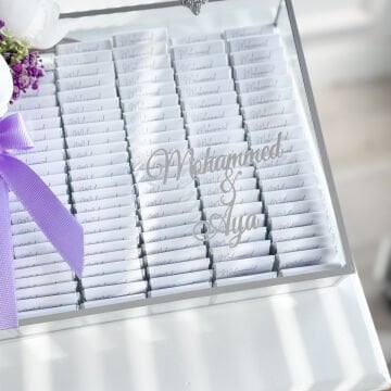 2'li-Set Lila Süslemeli Şakayık İsteme Çiçeği&İsteme Çikolatası