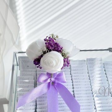 2'li-Set Lila Süslemeli Şakayık İsteme Çiçeği&İsteme Çikolatası