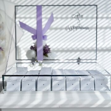 2'li-Set Lila Süslemeli Şakayık İsteme Çiçeği&İsteme Çikolatası