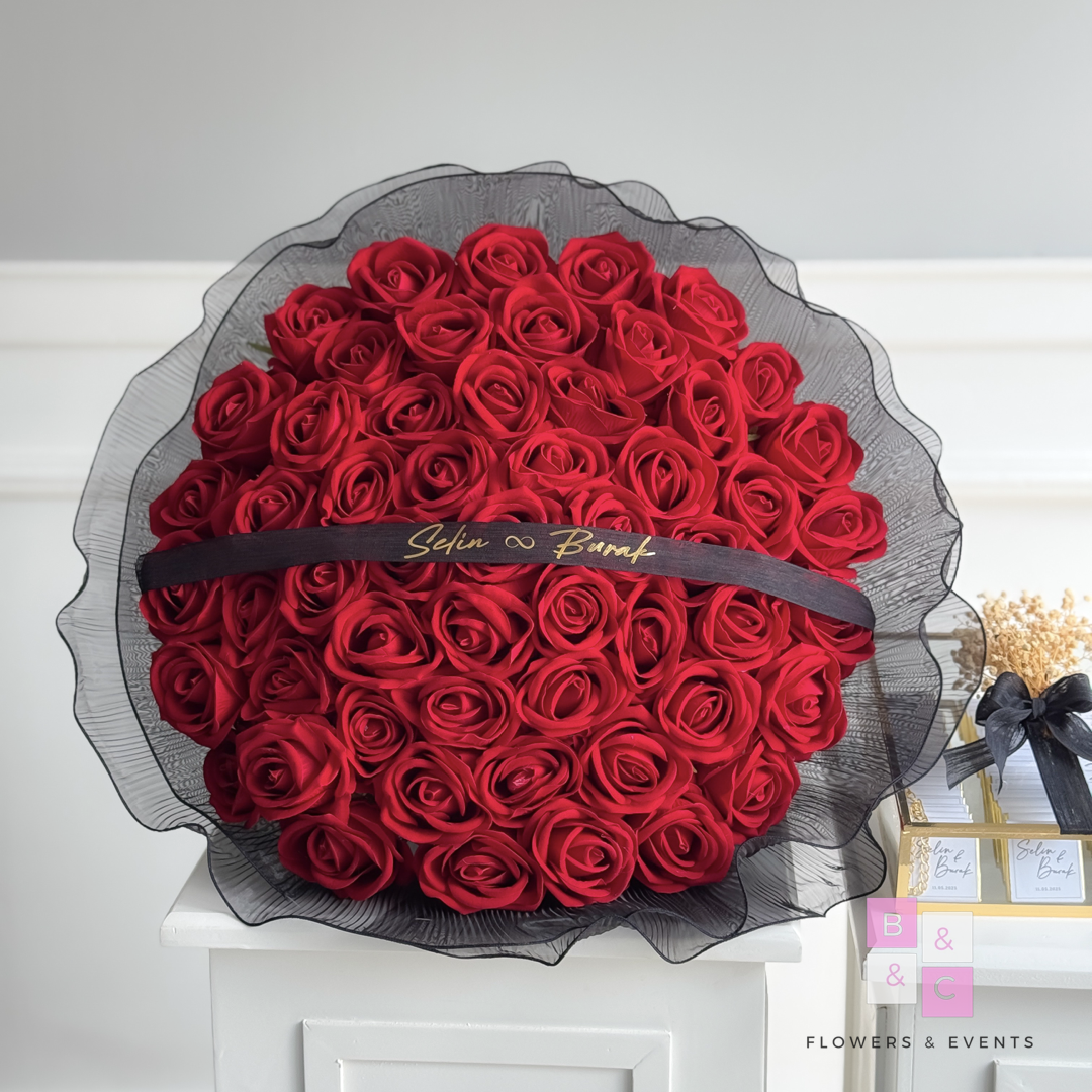 Büyük Boy Siyah Tüllü İsteme Çiçeği