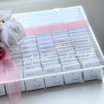 2'li Set-Pembe Tüllü Büyük Boy İsteme Çiçeği&İsteme Çikolatası