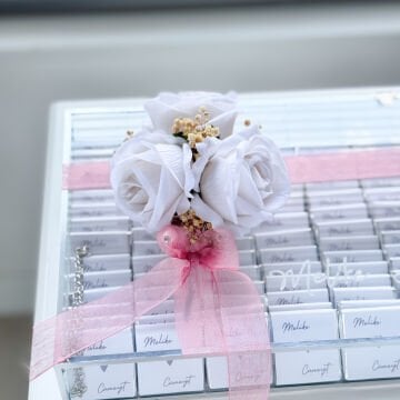 2'li Set-Pembe Tüllü Büyük Boy İsteme Çiçeği&İsteme Çikolatası