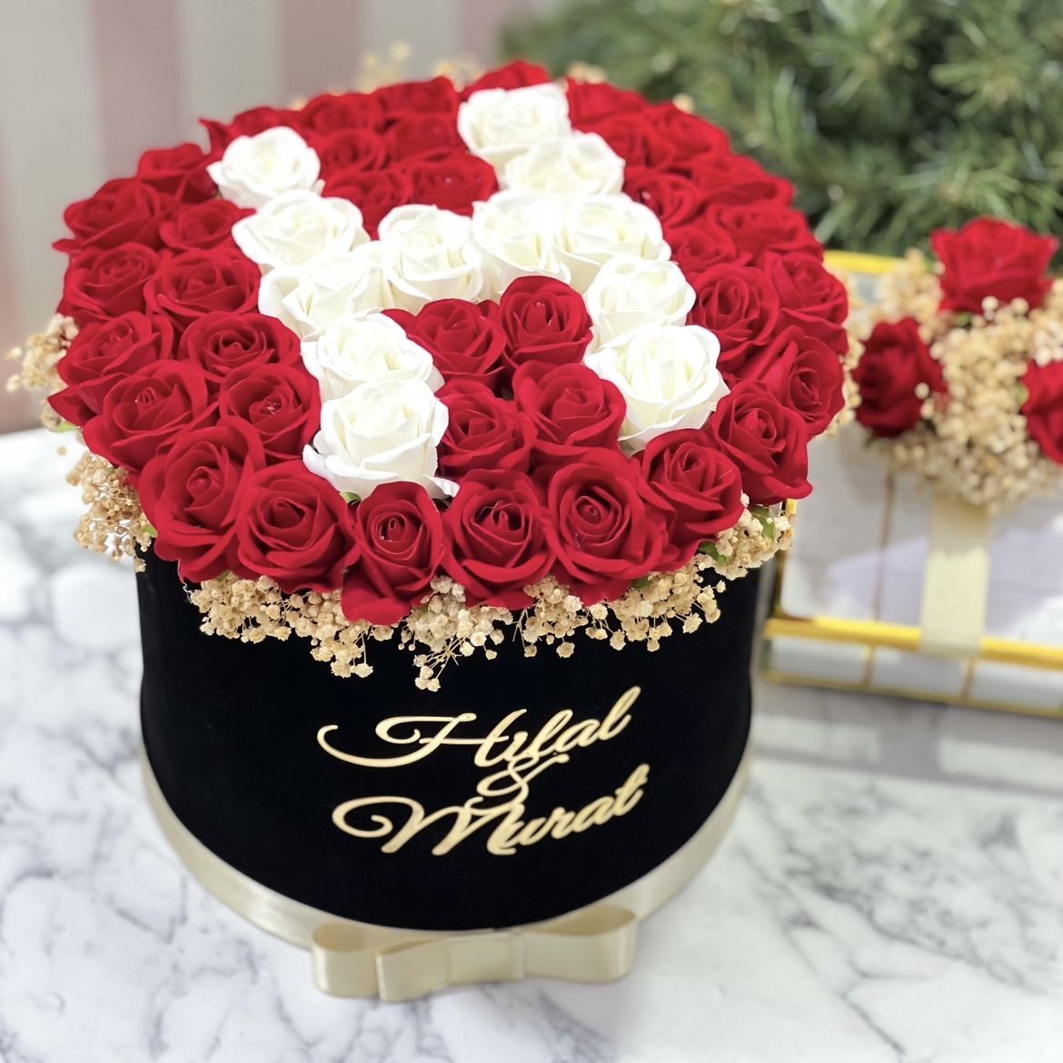 2'li Set - Orta boy Harfli İsteme Çiçeği & İsteme Çikolatası