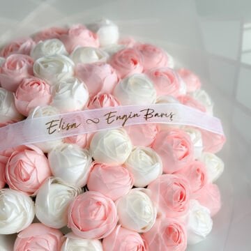 Büyük Boy Pembe Beyaz Solmayan Şakayıklı İsteme Çiçeği