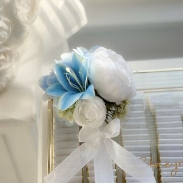 2'li Set-Mavi Lilyum ve Solmayan Şakayıklı İsteme Çiçeği&İsteme Çikolatası