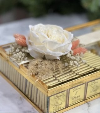 Kare Pleksili Çikolata Kutusu - Gold
