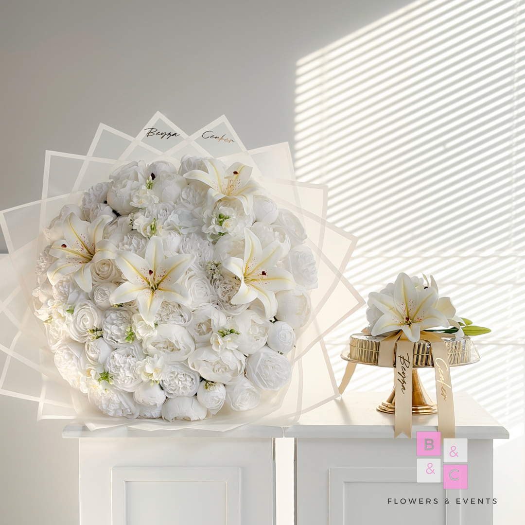 2'li Set - Lilyum ve Solmayan Şakayıklı İsteme Çiçeği&İsteme Çikolatası