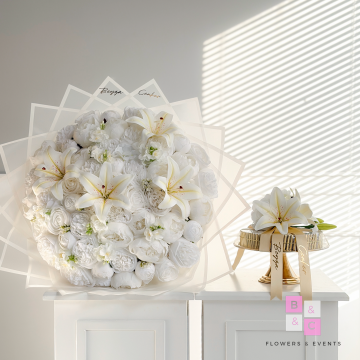 2'li Set - Lilyum ve Solmayan Şakayıklı İsteme Çiçeği&İsteme Çikolatası