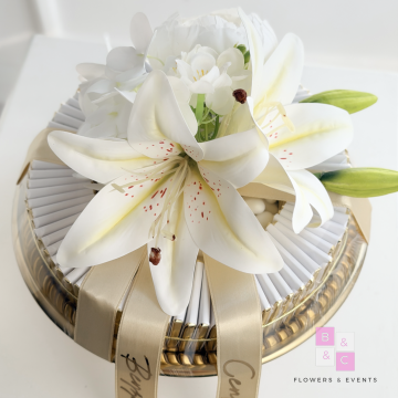 2'li Set - Lilyum ve Solmayan Şakayıklı İsteme Çiçeği&İsteme Çikolatası