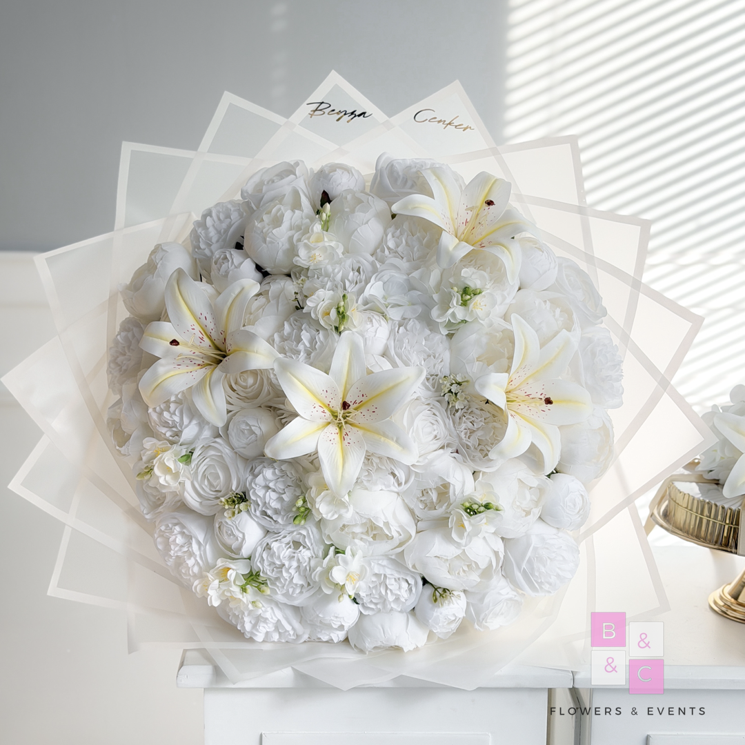 Lilyum ve Solmayan Şakayıklı Mega Boy İsteme Çiçeği