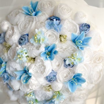 Mavi Lilyum ve Solmayan Şakayıklı Mega Boy İsteme Çiçeği