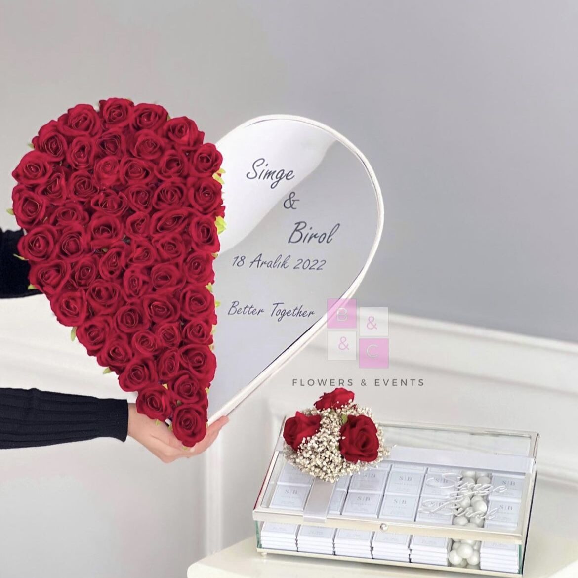 2'li Set - Kalpli İsteme Çiçeği & İsteme Çikolatası