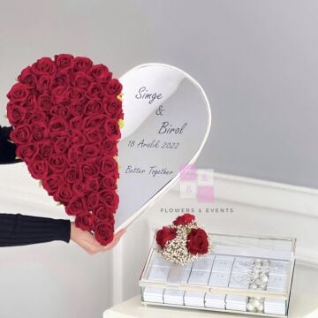 2'li Set - Kalpli İsteme Çiçeği & İsteme Çikolatası