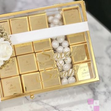 2'li Set - Orta boy İsteme Çiçeği & Pleksili İsteme Çikolatası