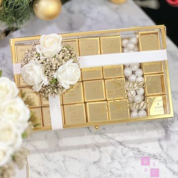 2'li Set - Orta boy İsteme Çiçeği & Pleksili İsteme Çikolatası