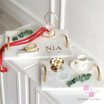 2’li Mermer Tepsi Seti GOLD