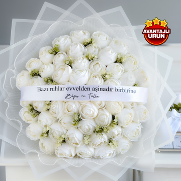 KAMPANYA - Büyük Boy Beyaz Şakayık İsteme Çiçeği & İsteme Çikolatası