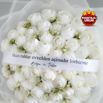 KAMPANYA - Büyük Boy Beyaz Şakayık İsteme Çiçeği & İsteme Çikolatası