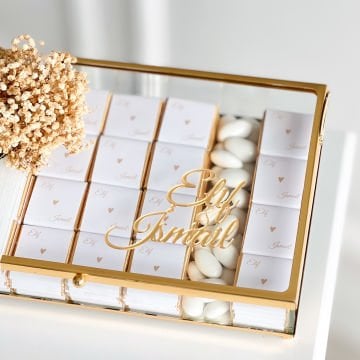 2'li Set-Beyaz Güllü İsteme Buketi ve İsteme Çikolatası