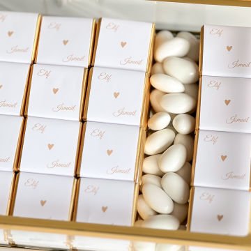 2'li set-Beyaz Güllü İsteme Çiçeği ve Çikolatası