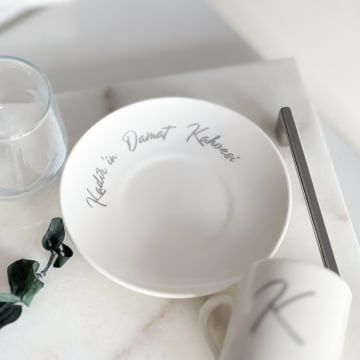 2'li Mermer Tepsi Seti - Gümüş