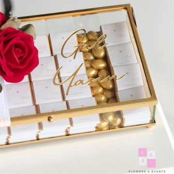 2'li set-Kırmızı Güllü İsteme Çiçeği ve Çikolatası