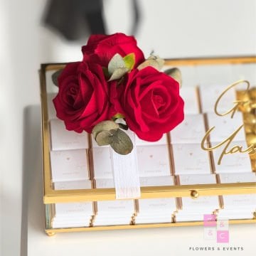 2'li set-Kırmızı Güllü İsteme Çiçeği ve Çikolatası