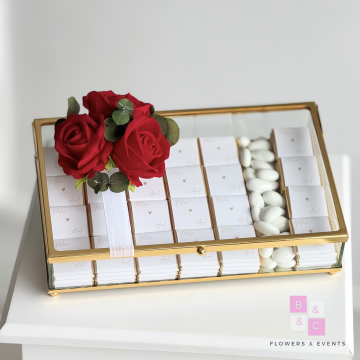 2'li set-Kırmızı Güllü İsteme Çiçeği ve Çikolatası